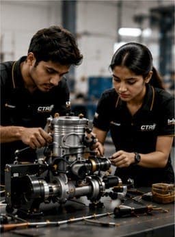 Students assembling a race engine at the CTR Academy.